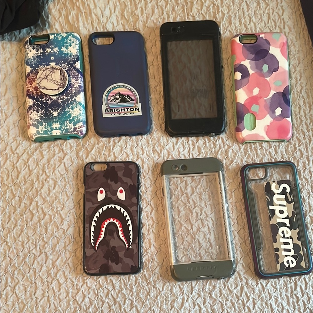 7 iphone 6/6s cases, 2 life proof, one otterbox, 3 from amazon and one speck